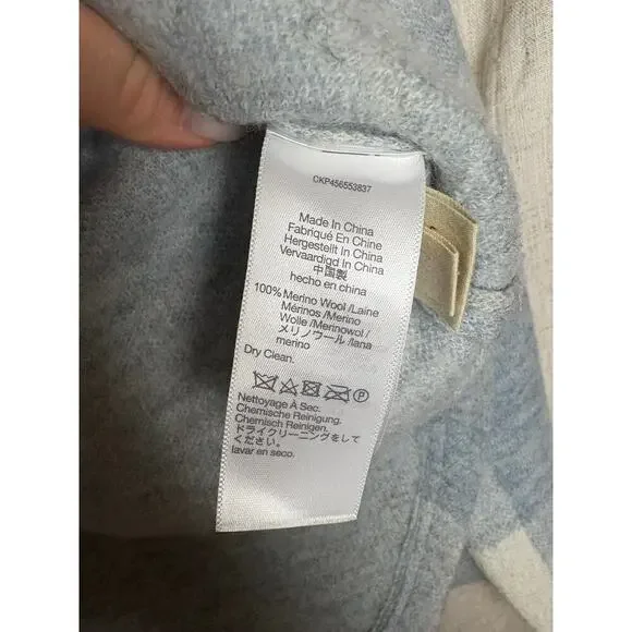 Madewell Boiled Wool Half Zip Popover Sweater Buffalo Check Heather Cream Sz.L - Picture 9 of 12